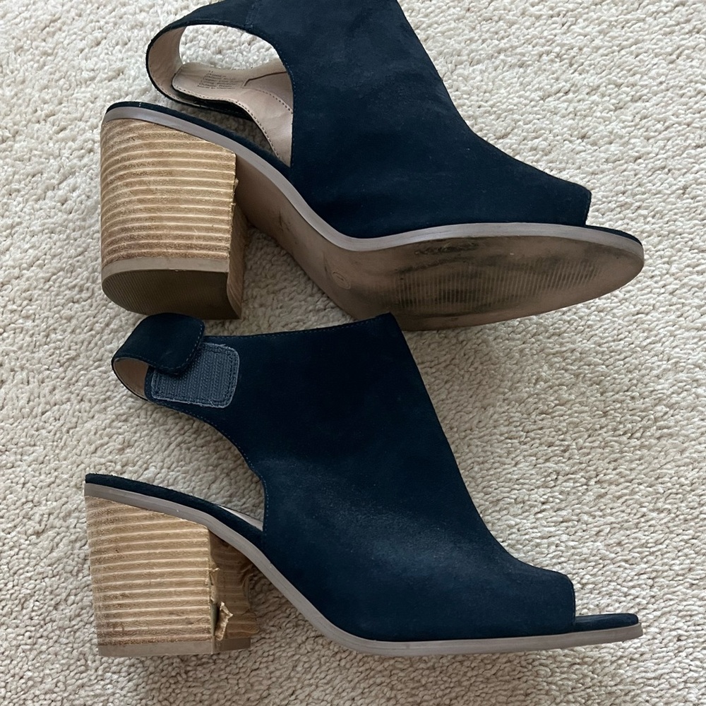 Sole Society Navy Suede Block Heel Mules size 12